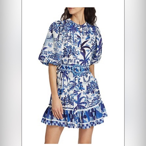 FARM Rio Dresses & Skirts - FARM RIO Sweet Rio Puff Sleeve Mini Dress Women's Size L new with tags